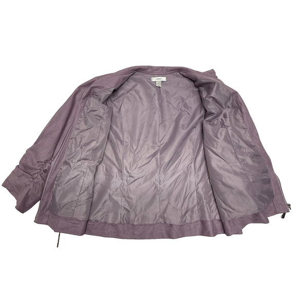 CJ Banks Jacket Womens 1X Purple Scaled Print Full Zip Ruched Sleeves Snake - Picture 8 of 11